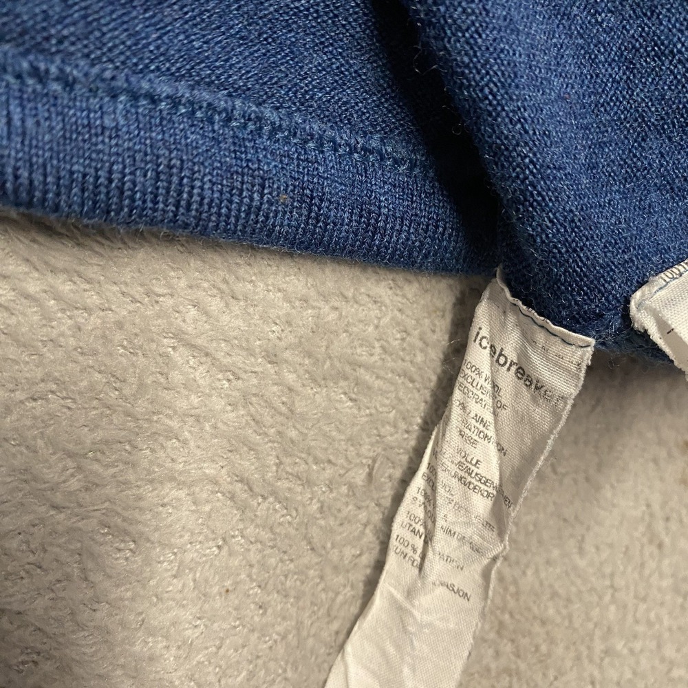 Icebreaker 1/4 Zip Mens Medium Blue Merino Wool Pullover Matakauri Resort - Picture 9 of 10